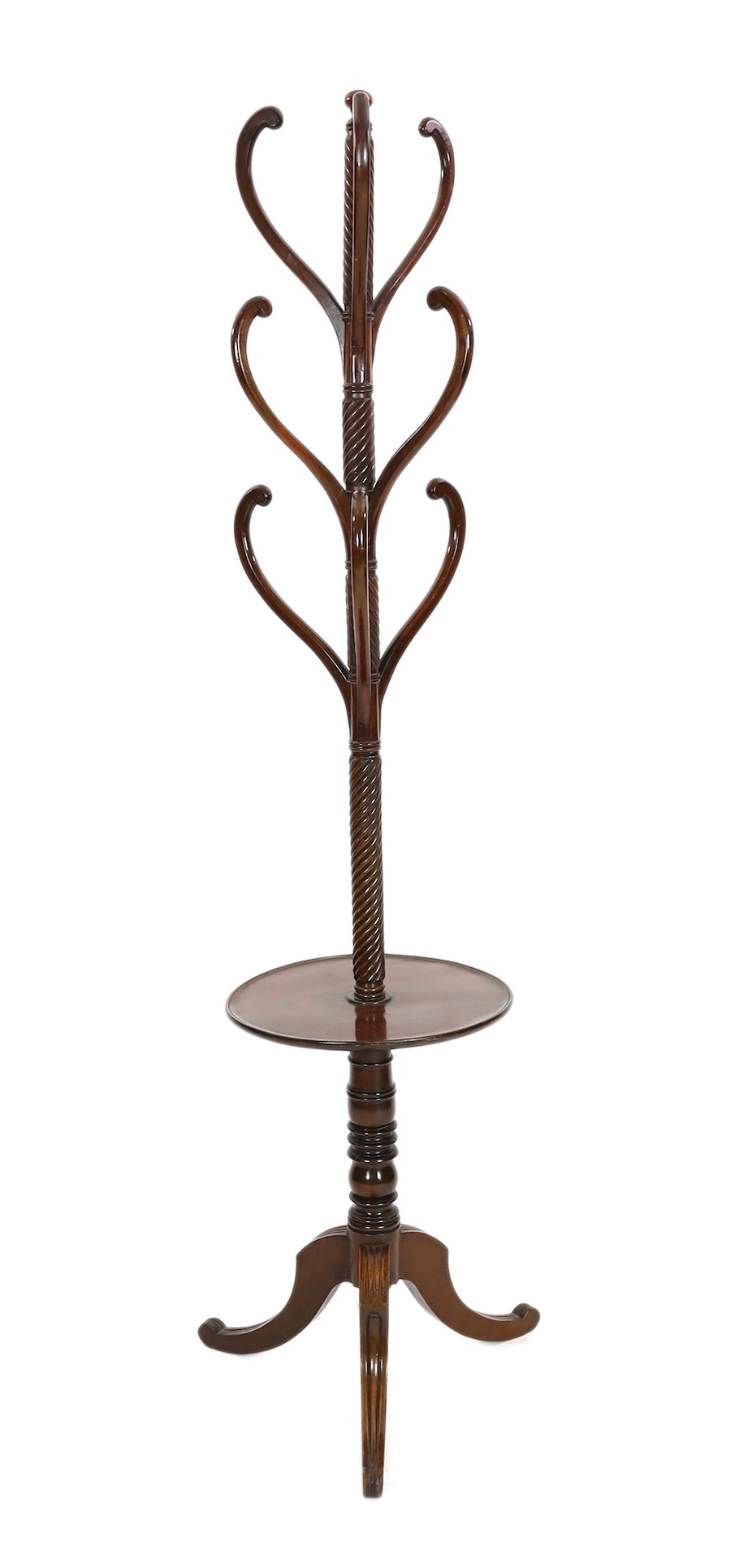 A Regency mahogany hat stand, height 196cm